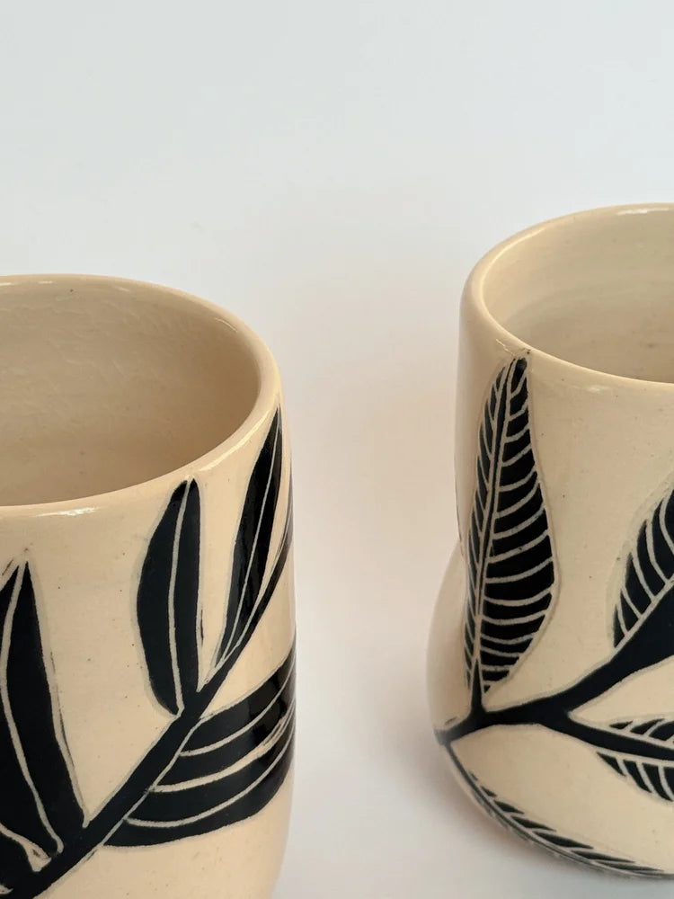 Handmade Botanic Sgraffito Mug by Svone Studio Kitchen + Drinkware