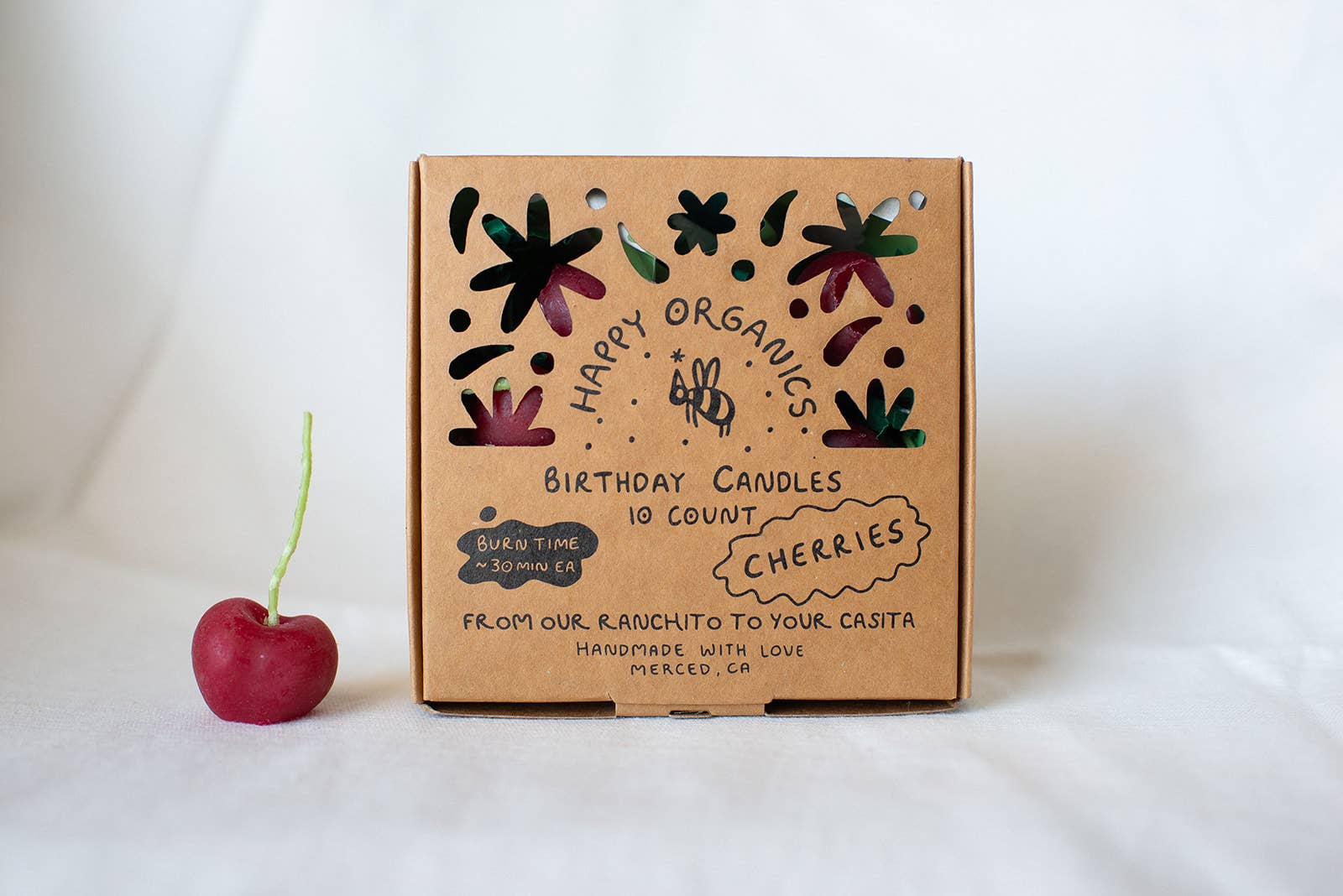 Happy Organics - Beeswax Cherry Birthday Candles