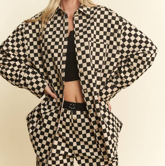 JADE BY JANE - CHECKERD BUTTON DOWN SHIRTS