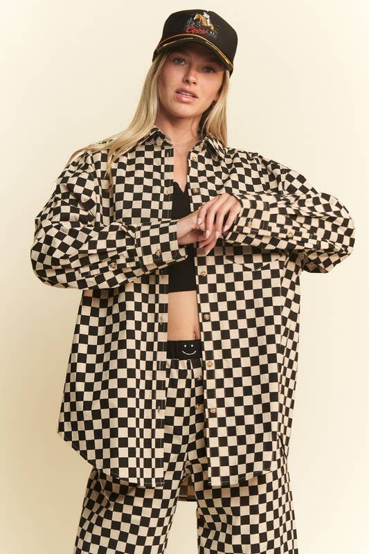 JADE BY JANE - CHECKERD BUTTON DOWN SHIRTS