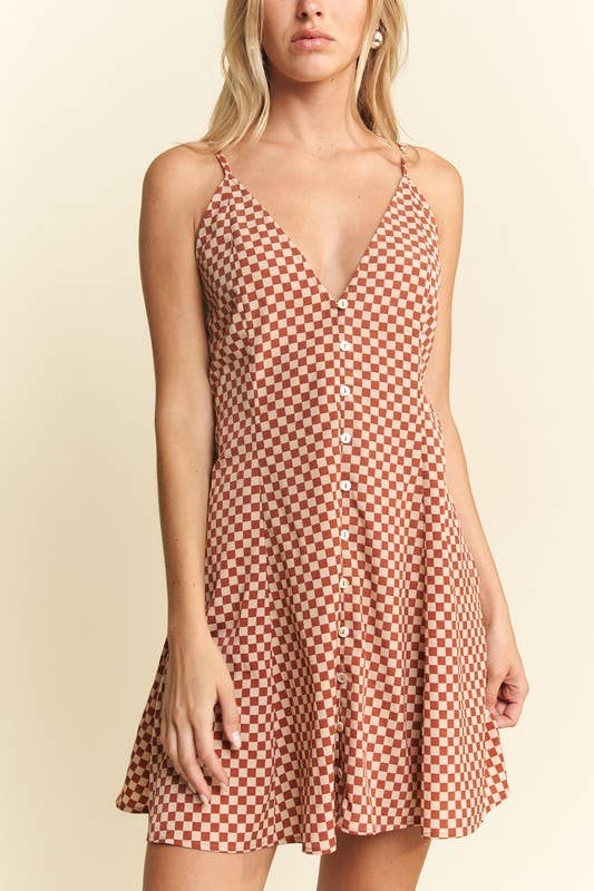JADE BY JANE - CHECKERED SLEEVELESS DRESS