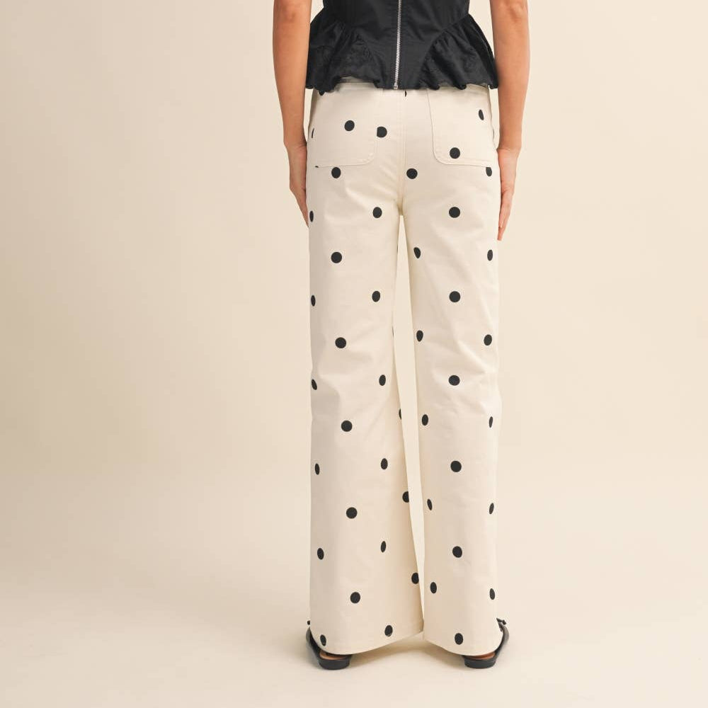 Klesis - IP1384-C POLKADOT STRETCH DENIM PANTS
