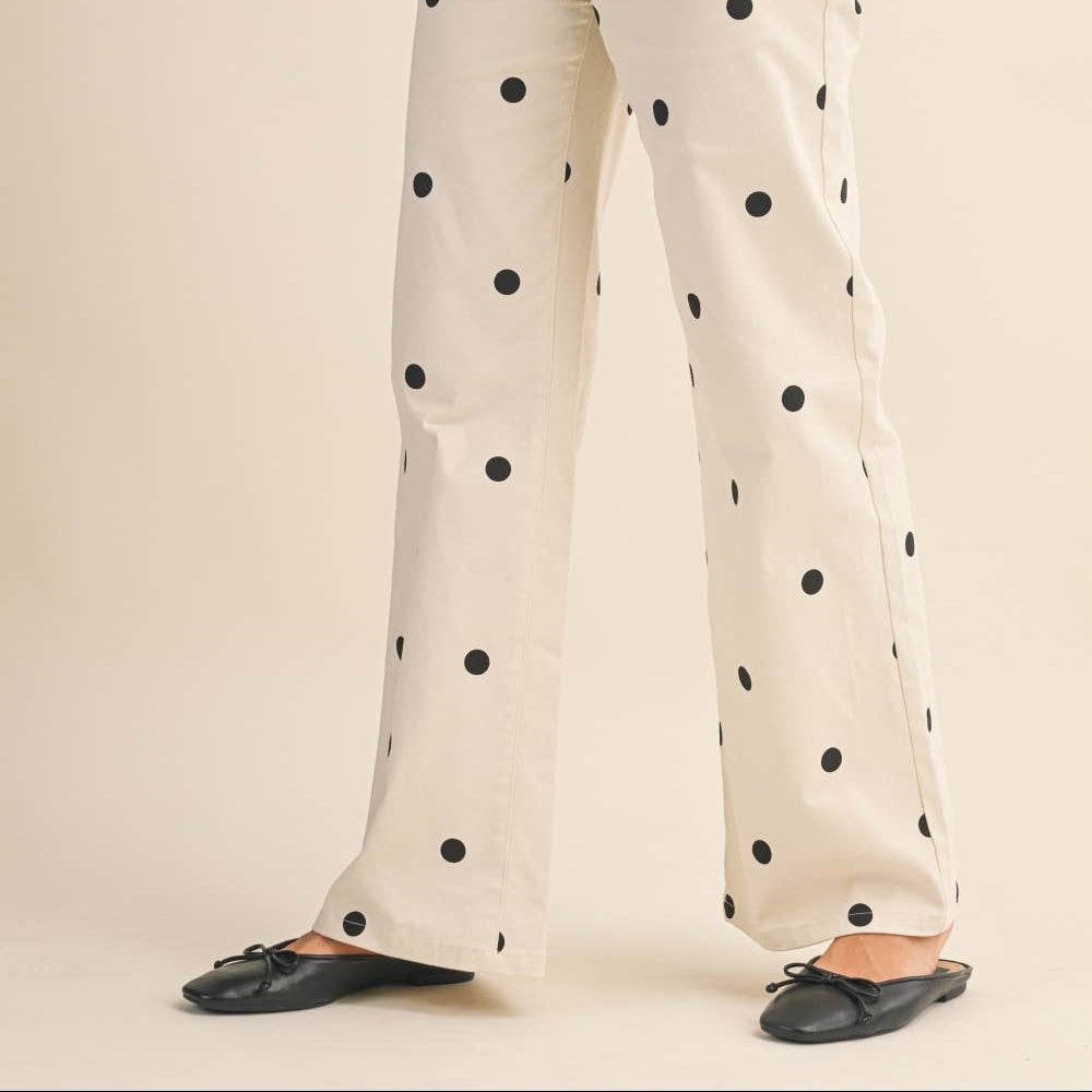 Klesis - IP1384-C POLKADOT STRETCH DENIM PANTS