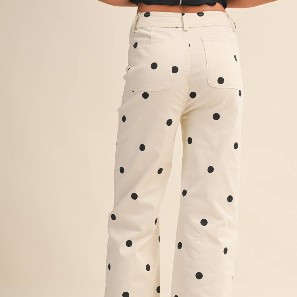 Klesis - IP1384-C POLKADOT STRETCH DENIM PANTS