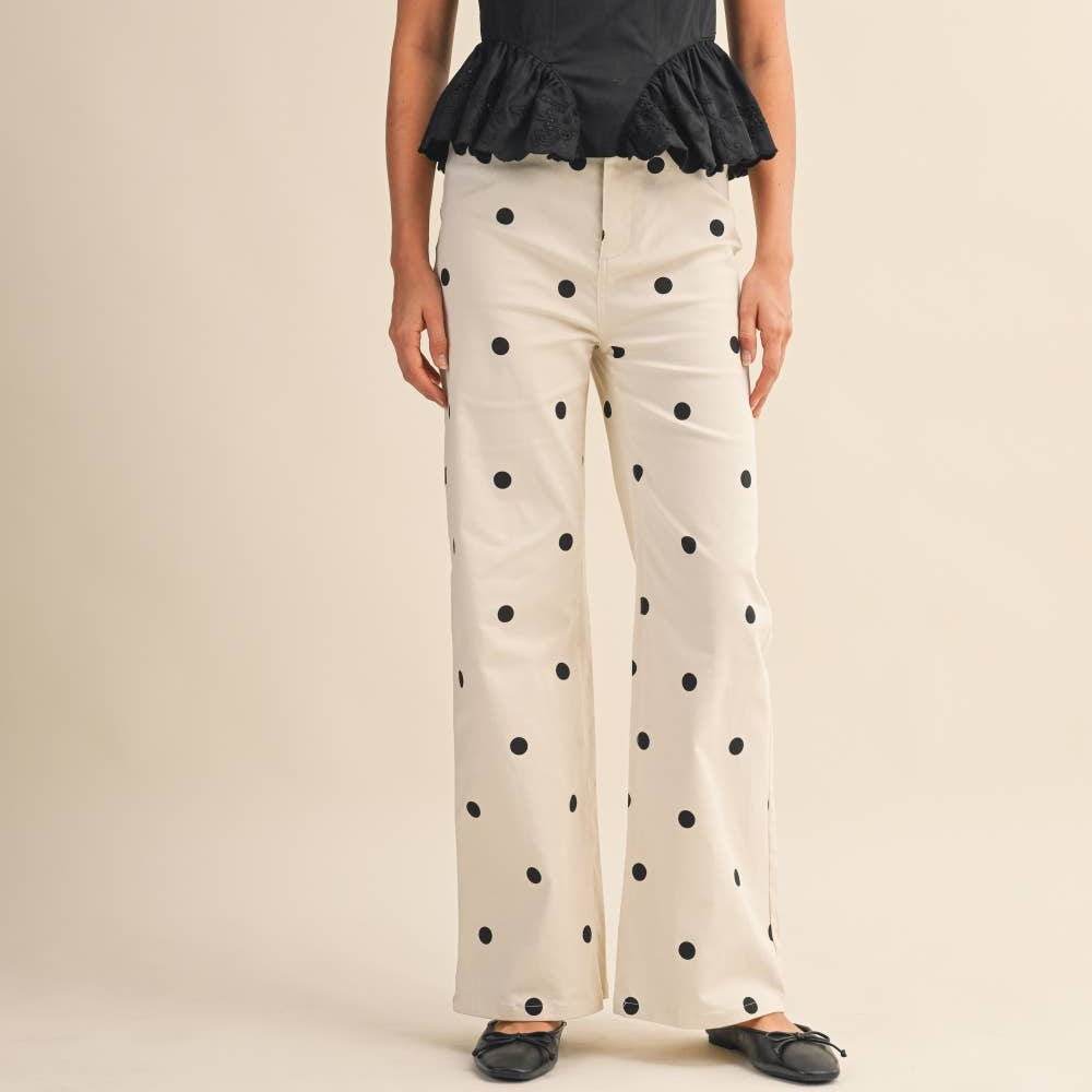 Klesis - IP1384-C POLKADOT STRETCH DENIM PANTS