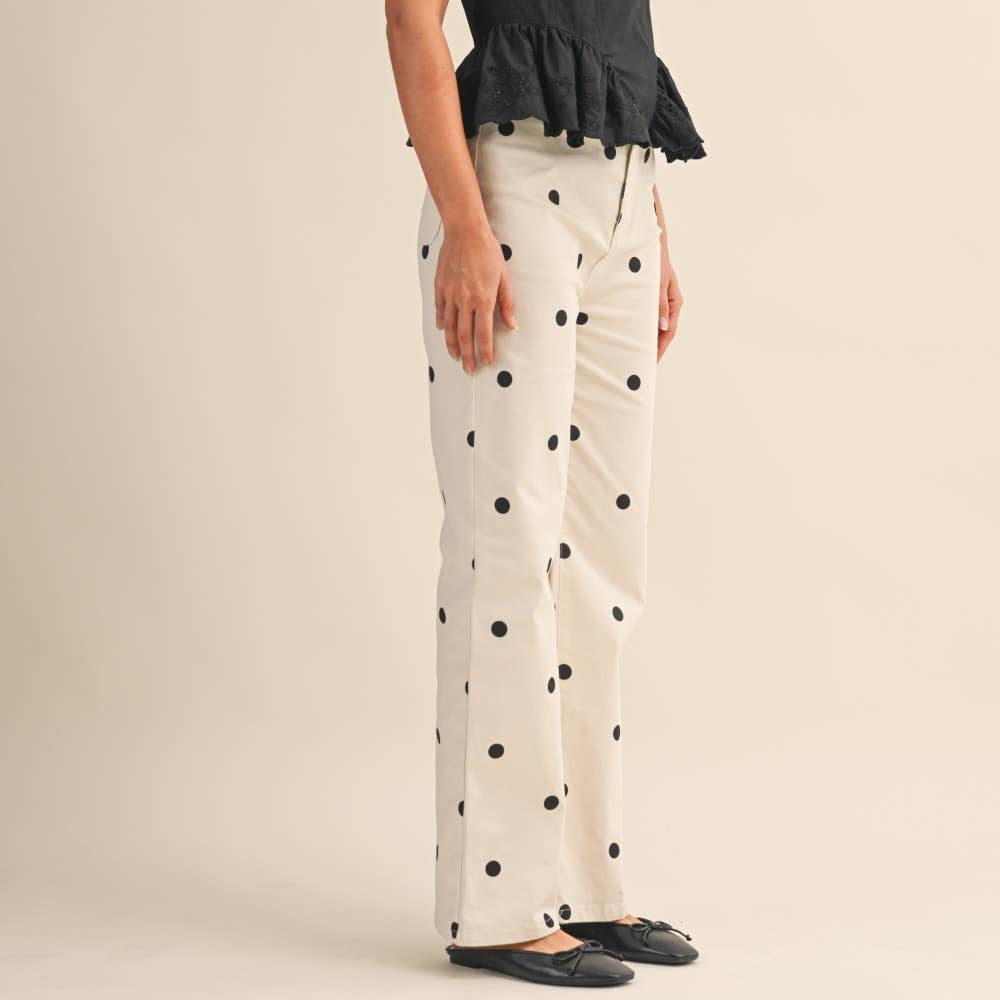 Klesis - IP1384-C POLKADOT STRETCH DENIM PANTS