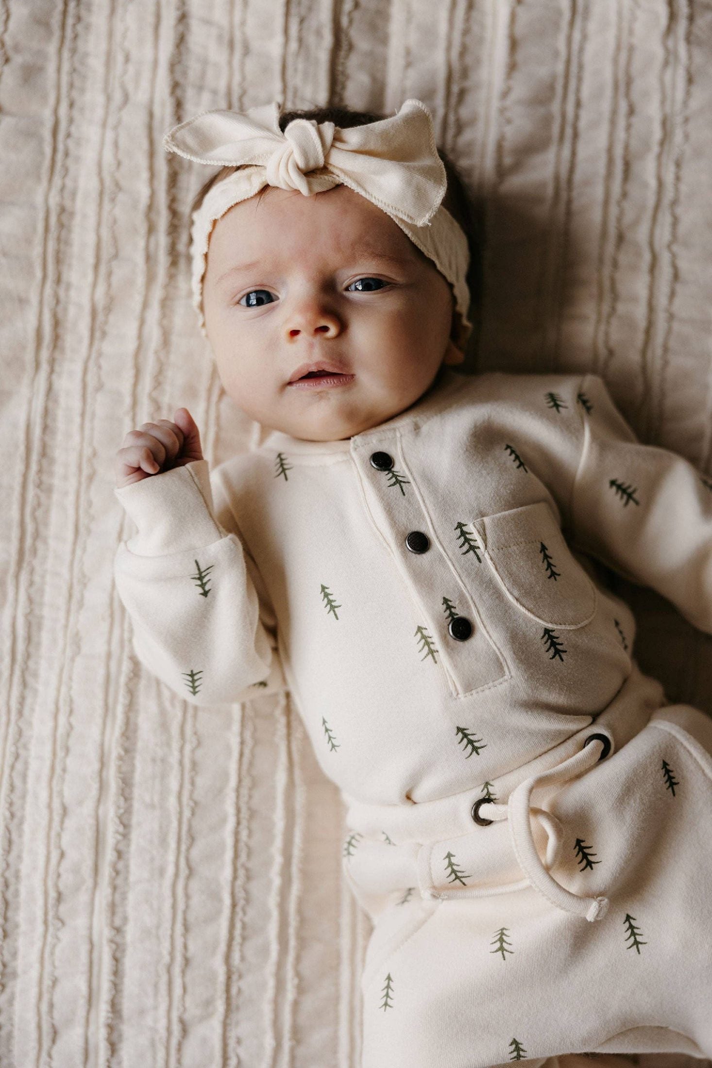 L'ovedbaby - Buttercream Tree | Organic Henley Sweatshirt & Jogger Set