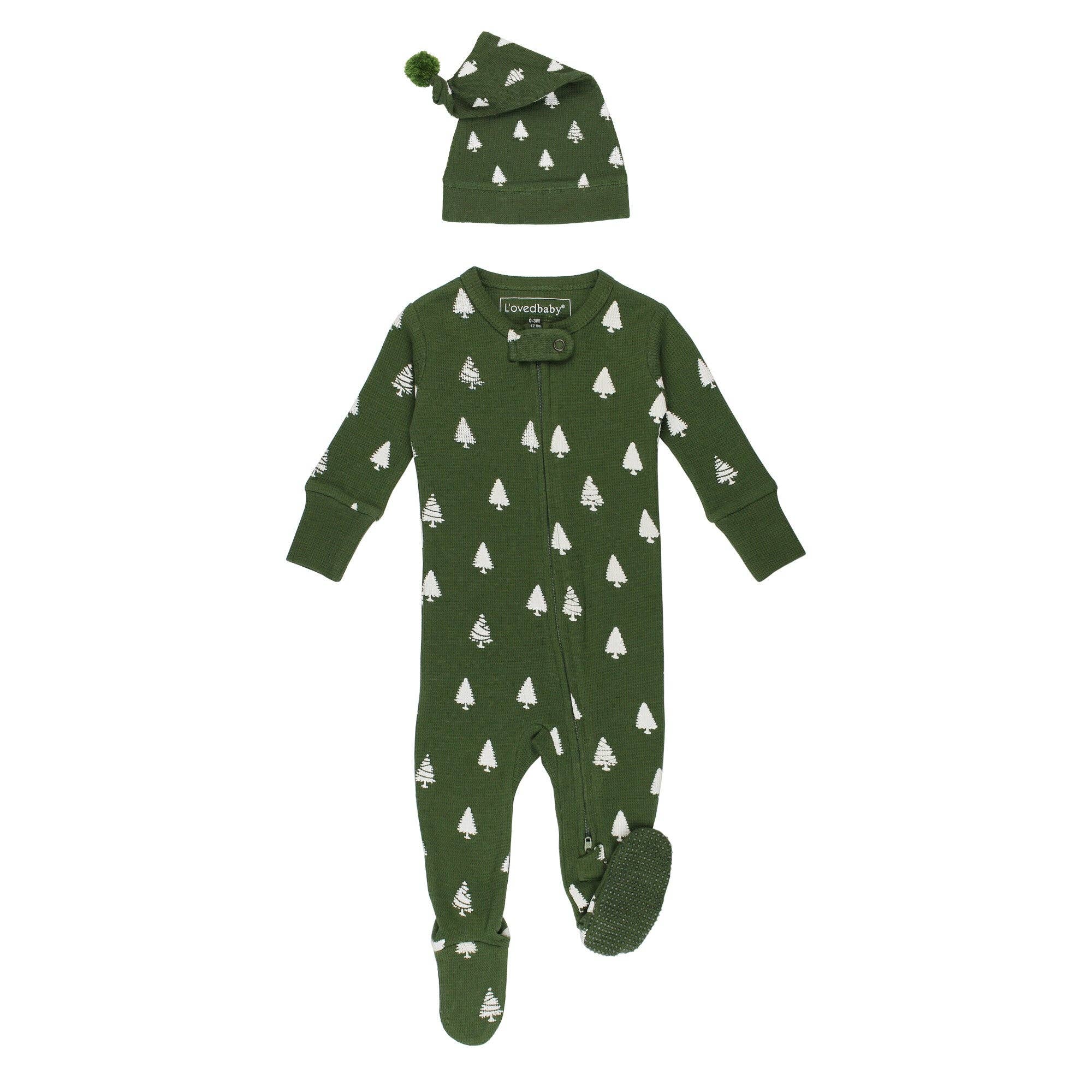 L'ovedbaby - Frosty Pine | Holiday Thermal Zipper Footie & Cap Set