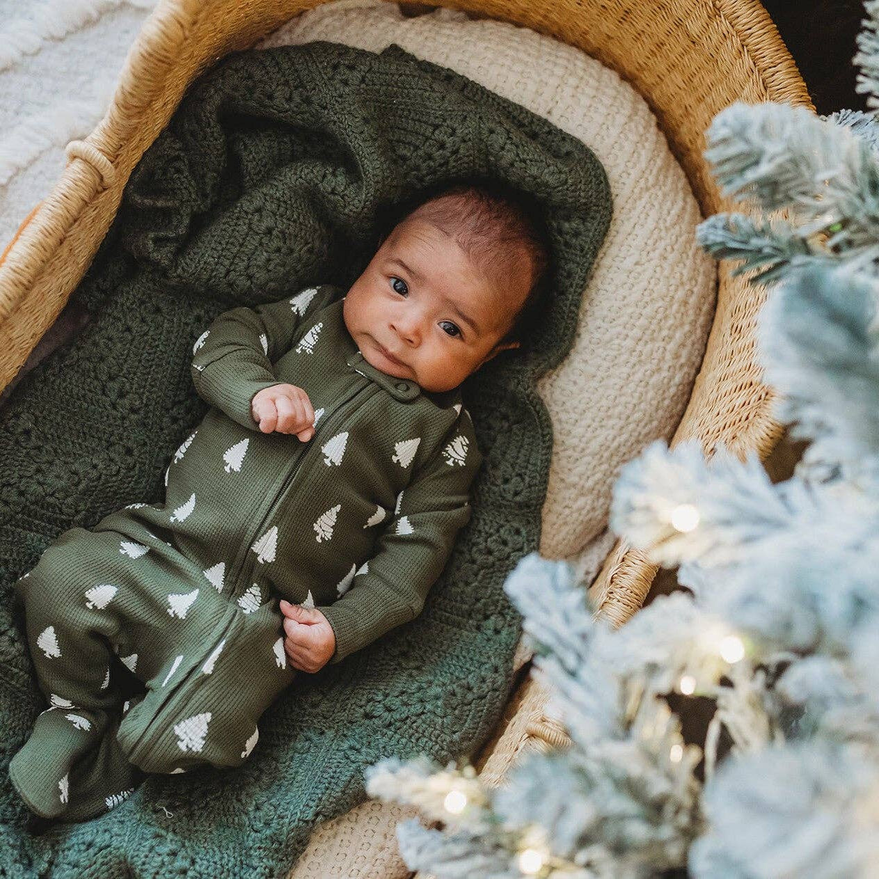 L'ovedbaby - Frosty Pine | Holiday Thermal Zipper Footie & Cap Set