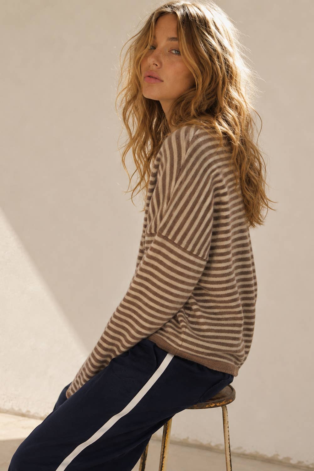 LARA DAISY INC - Soft Stripe Button-Front Knit Sweater Cardigan | LJ7122