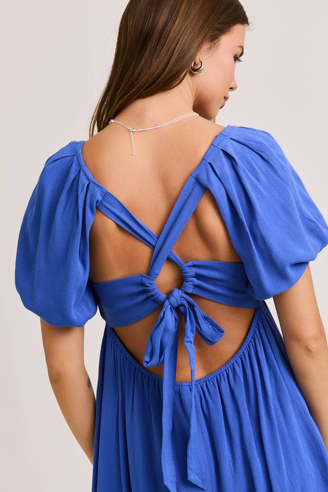 LE LIS - PUFF SLEEVE MINI DOLL DRESS WITH PLEATED DETAIL