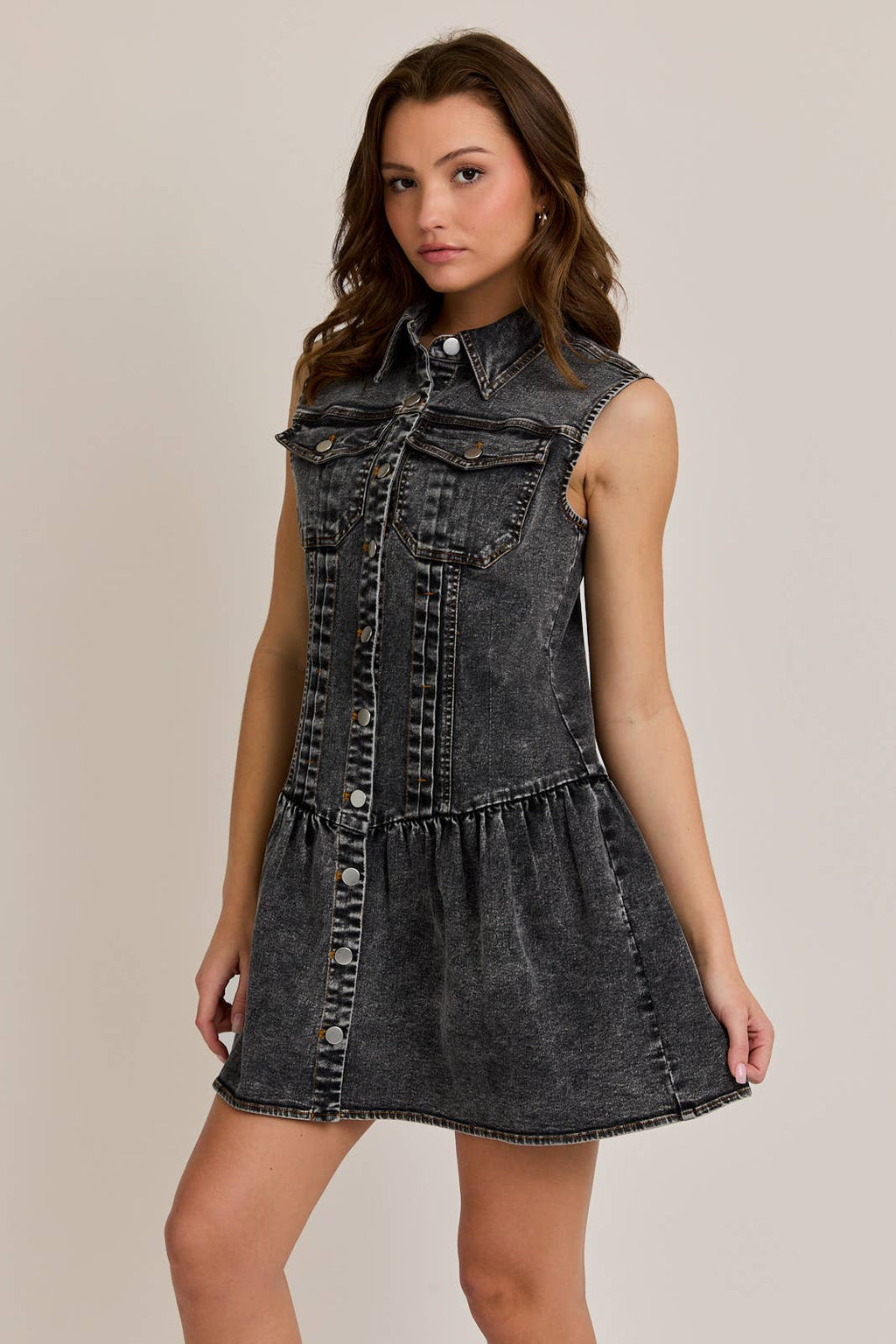 Sleeveless Denim Mini Dress