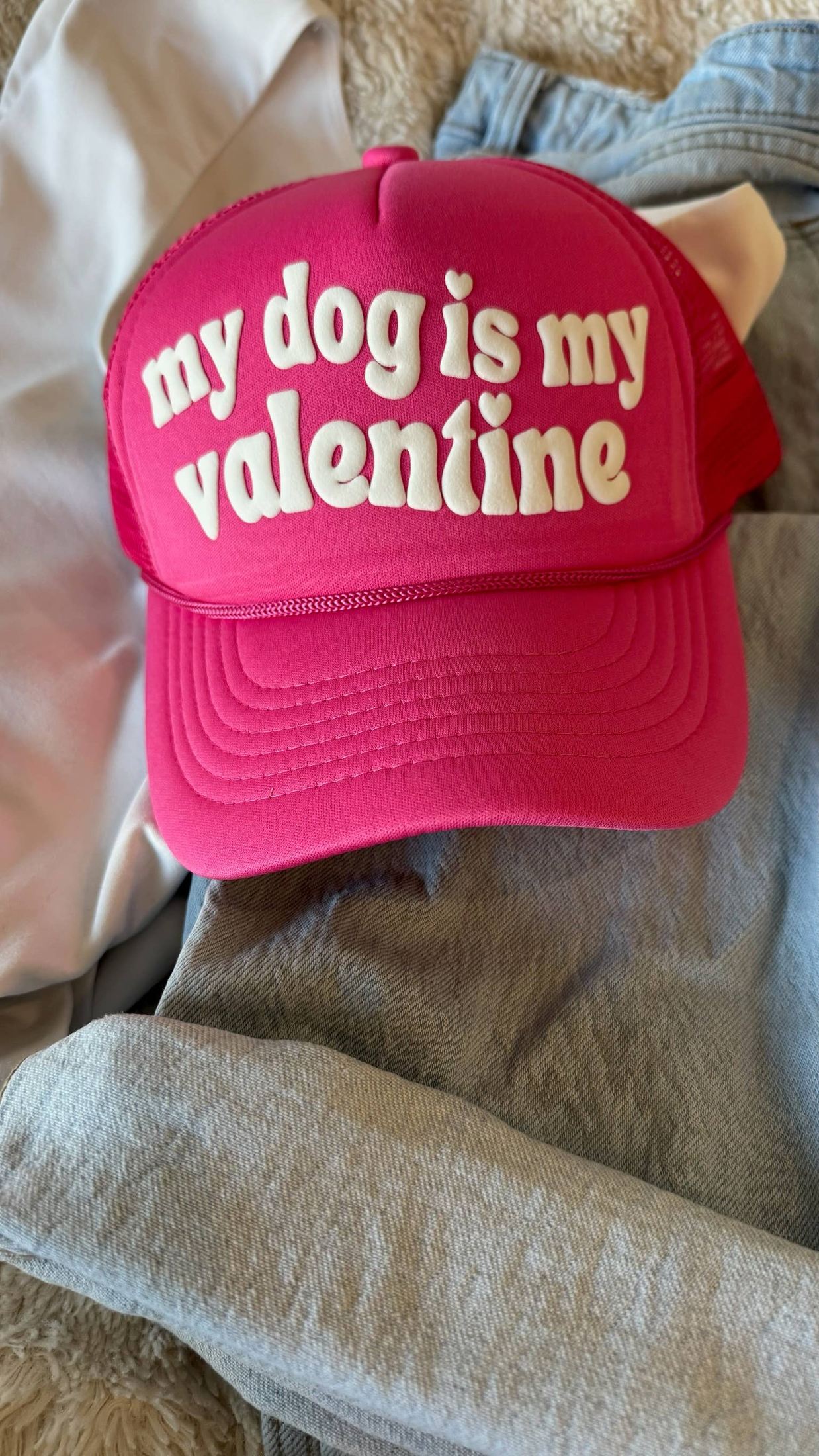 Malibu and Mint - My Dog is My Valentine Hot Pink Valentine's Day Hat
