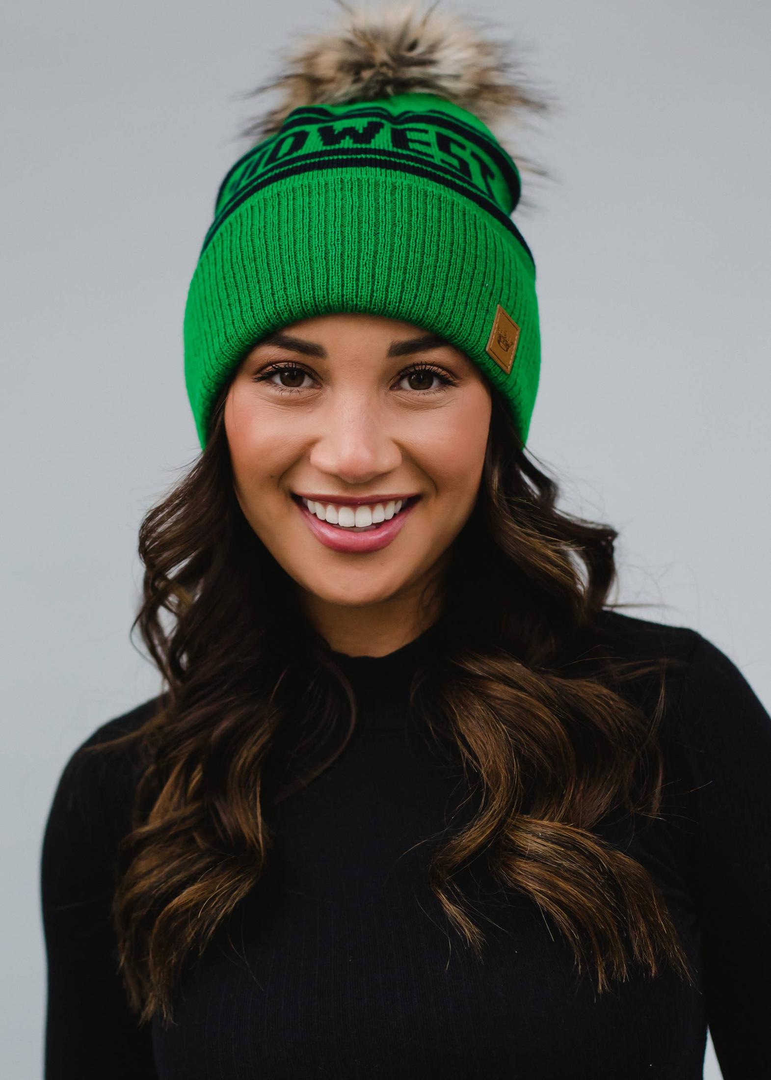 'Midwest' Pom Hat - Green & Navy Hats + Bandanas
