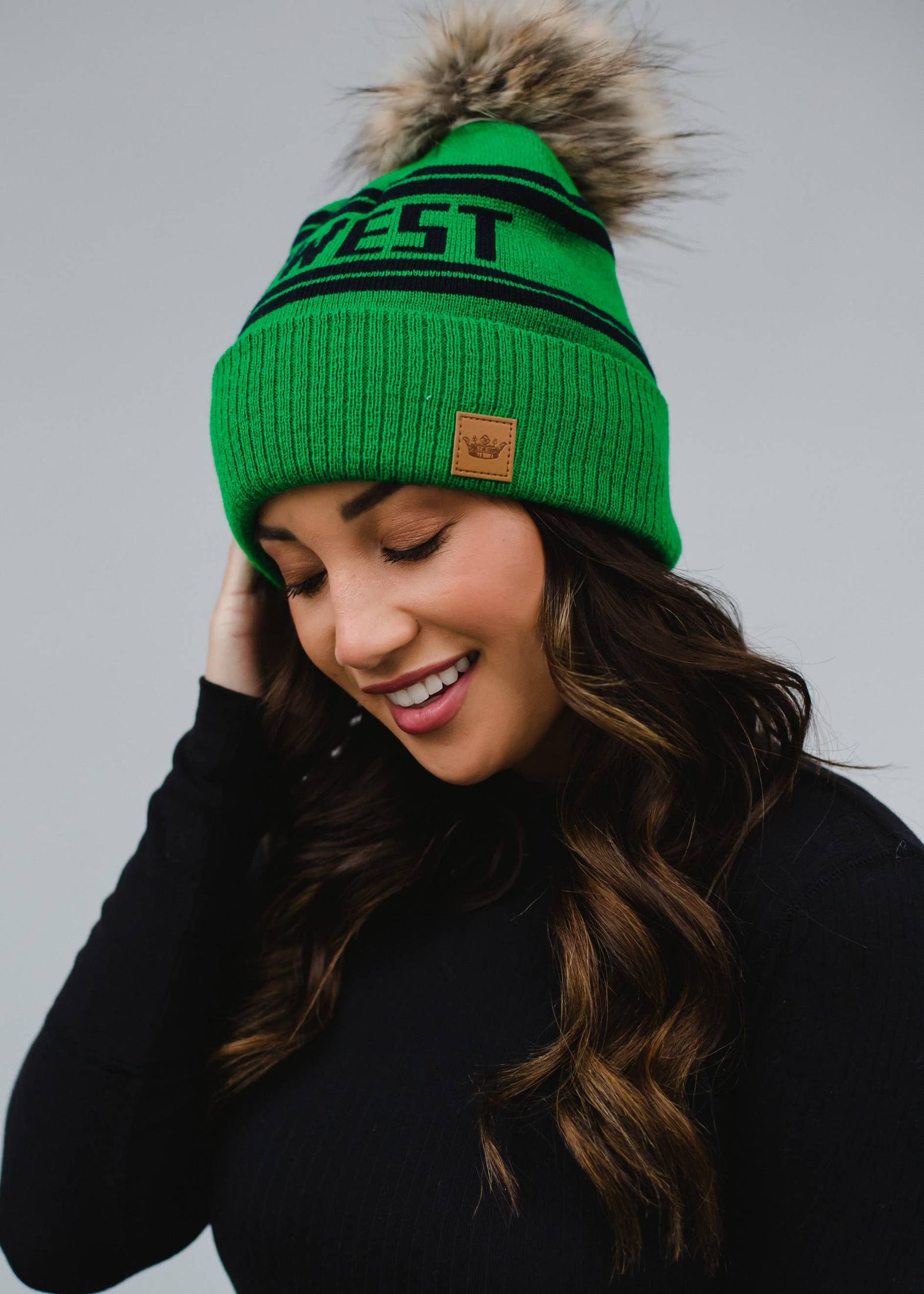 'Midwest' Pom Hat - Green & Navy Hats + Bandanas