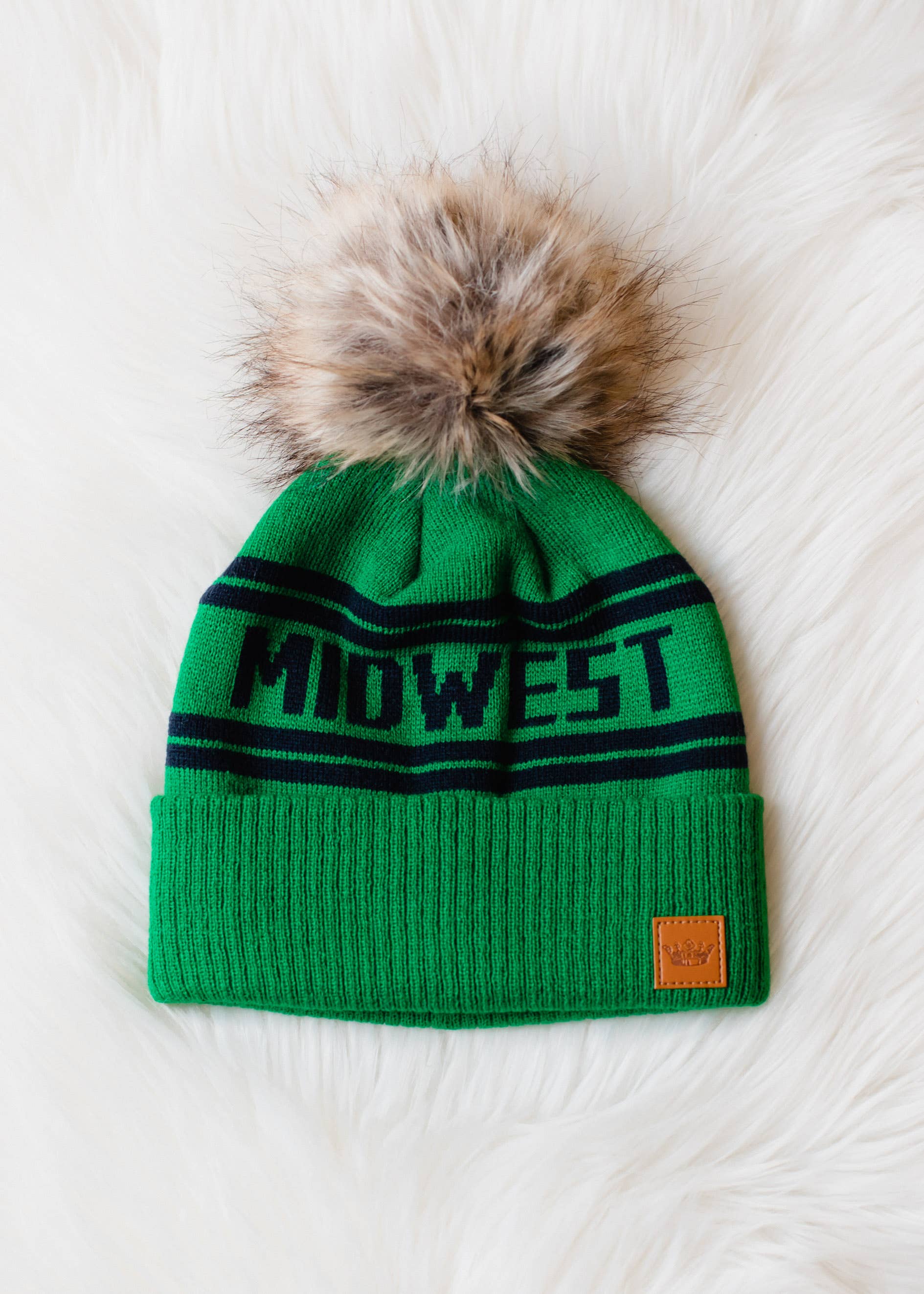 'Midwest' Pom Hat - Green & Navy Hats + Bandanas