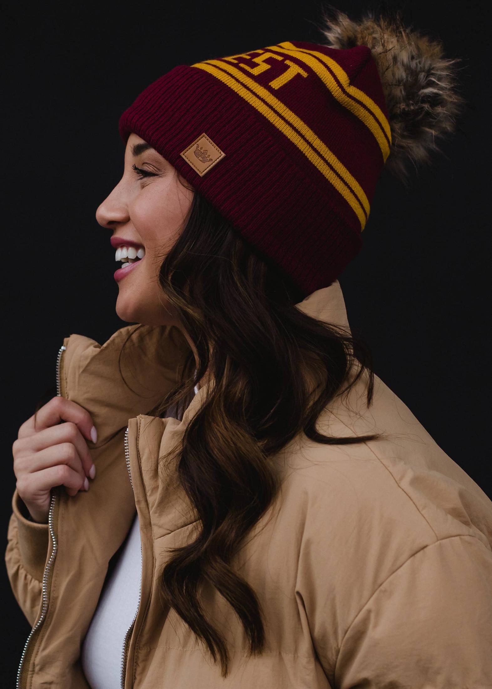 'Midwest' Pom Hat - Maroon & Gold Hats + Bandanas