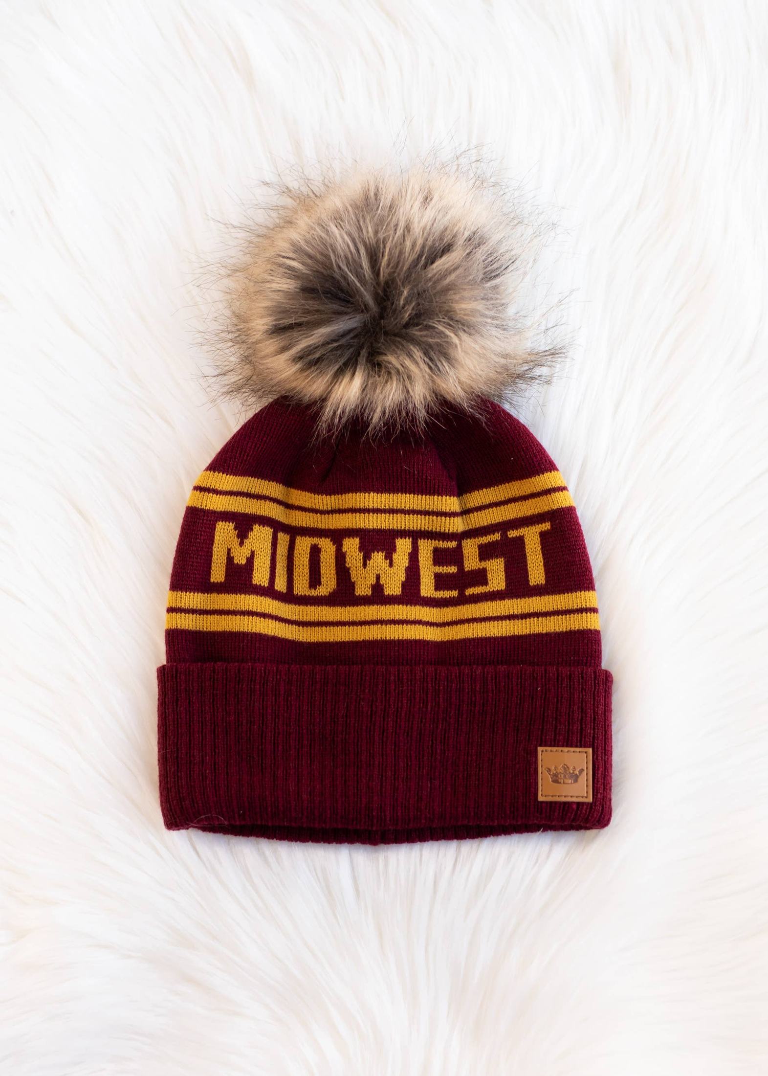 'Midwest' Pom Hat - Maroon & Gold Hats + Bandanas