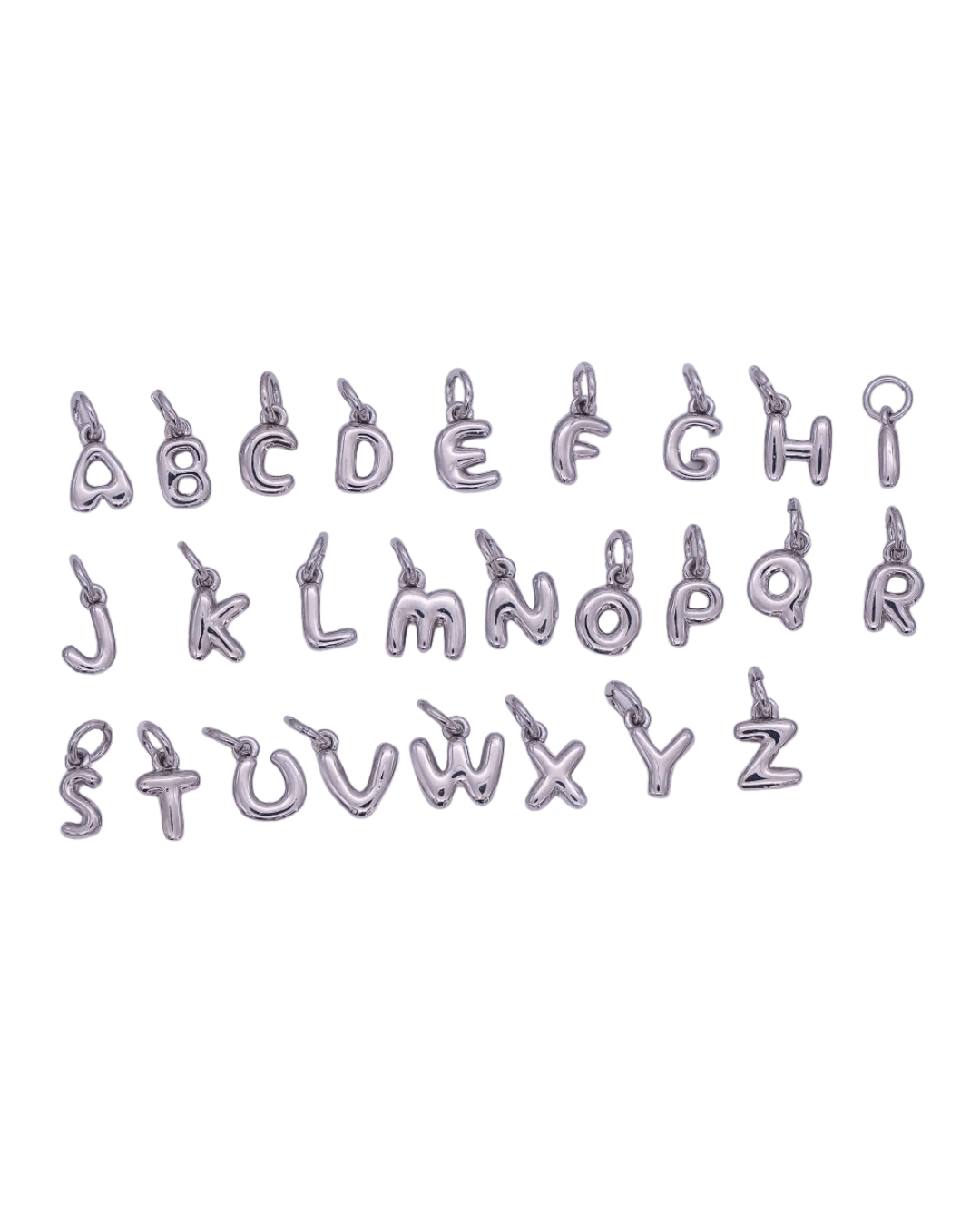 Mini Silver Bubble Letter Charms