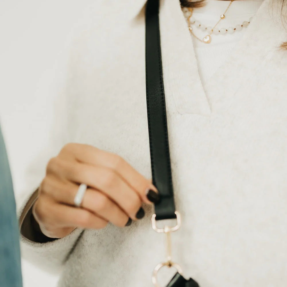 Minimalist Vegan Leather Crossbody Strap Bags + Pouches