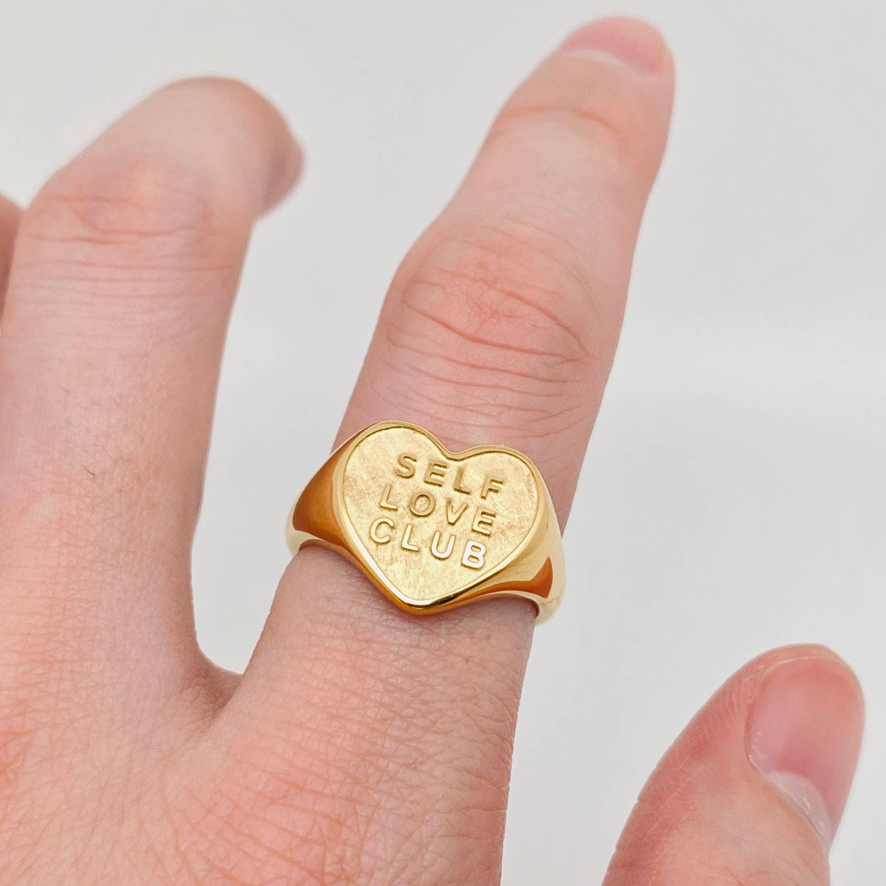Mio Queena - "SELF LOVE CLUB" Heart Shaped 18K Gold Plated Rings - FGS