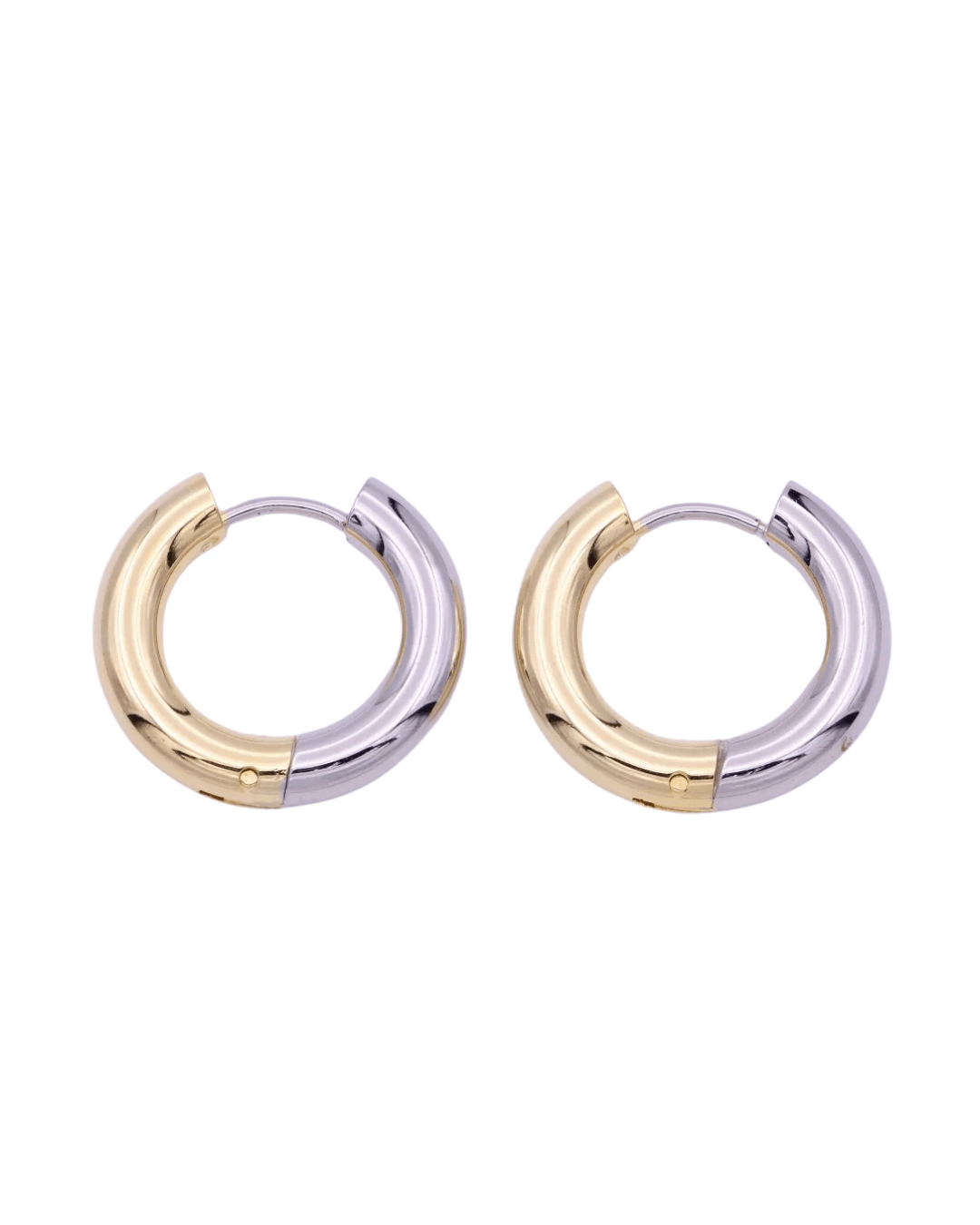 Mixed Metal Huggie Earrings