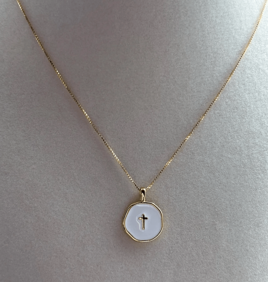 Mother of Pearl Mini Cross Necklace Necklaces
