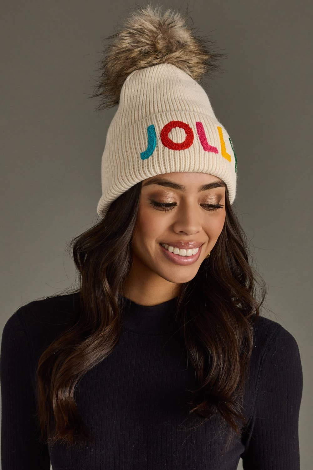 Panache Apparel Co. - Beige Jolly Knit Pom Hat