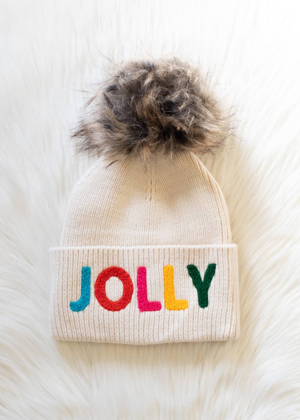 Panache Apparel Co. - Beige Jolly Knit Pom Hat