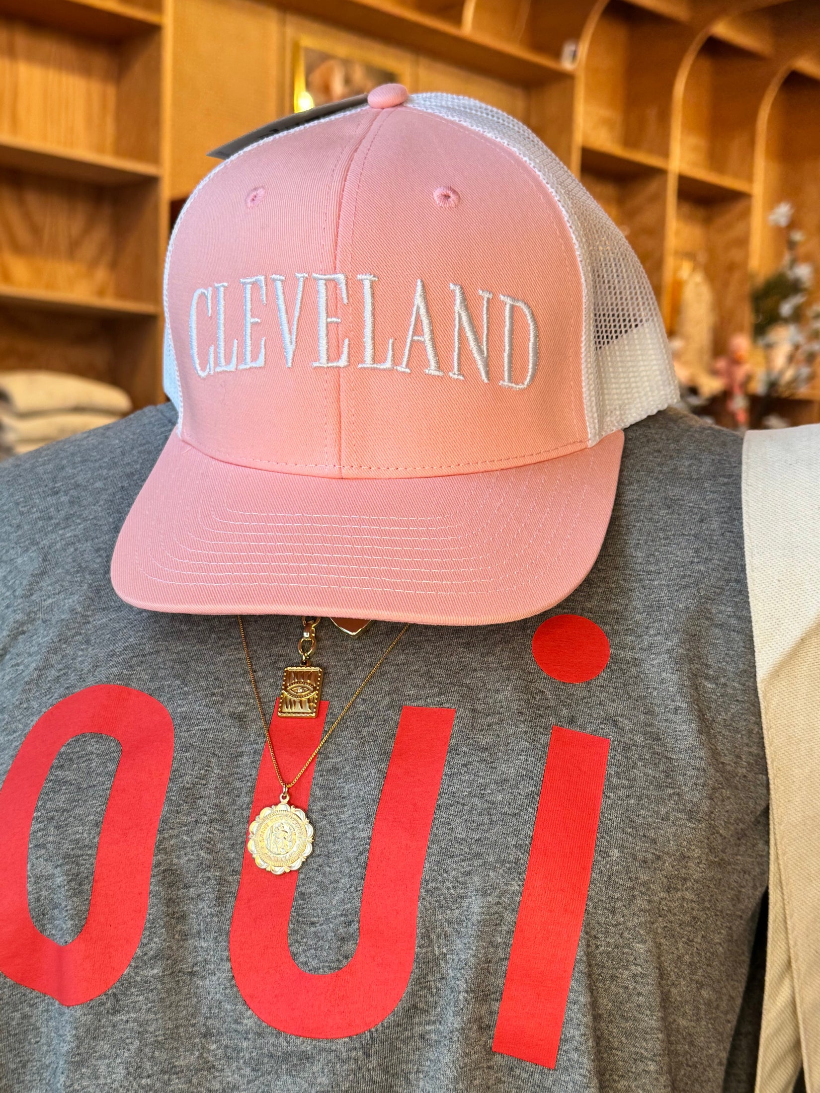 Pink Cleveland Trucker Hat Hats + Bandanas