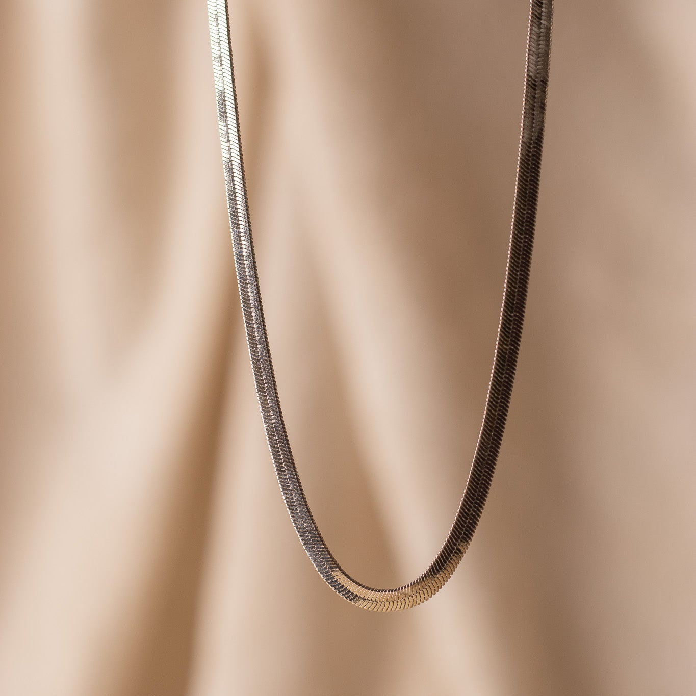 Rhodium Filled Herringbone Necklace Necklaces