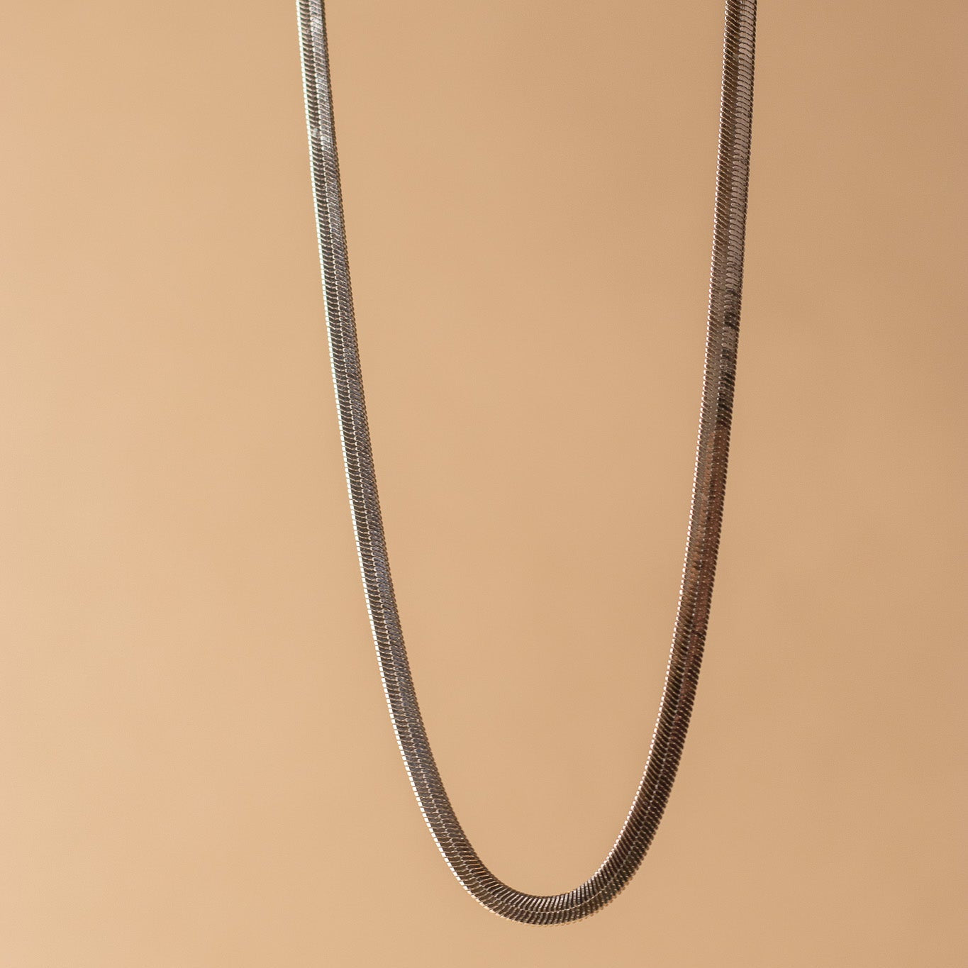 Rhodium Filled Herringbone Necklace Necklaces