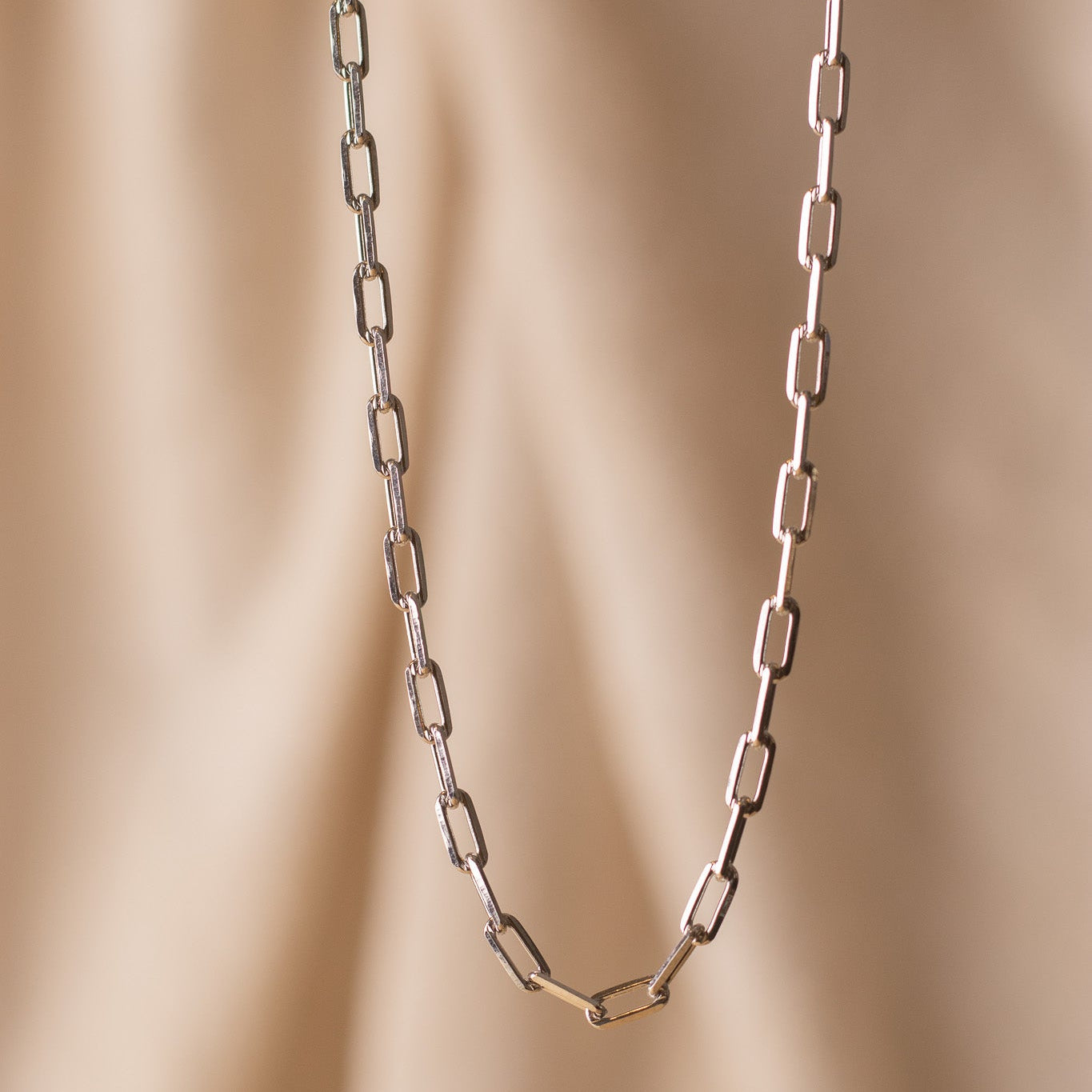 Rhodium Filled Petite Paperclip Chain Necklaces