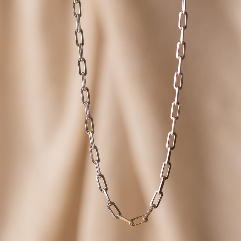 Rhodium Filled Petite Paperclip Chain Necklaces