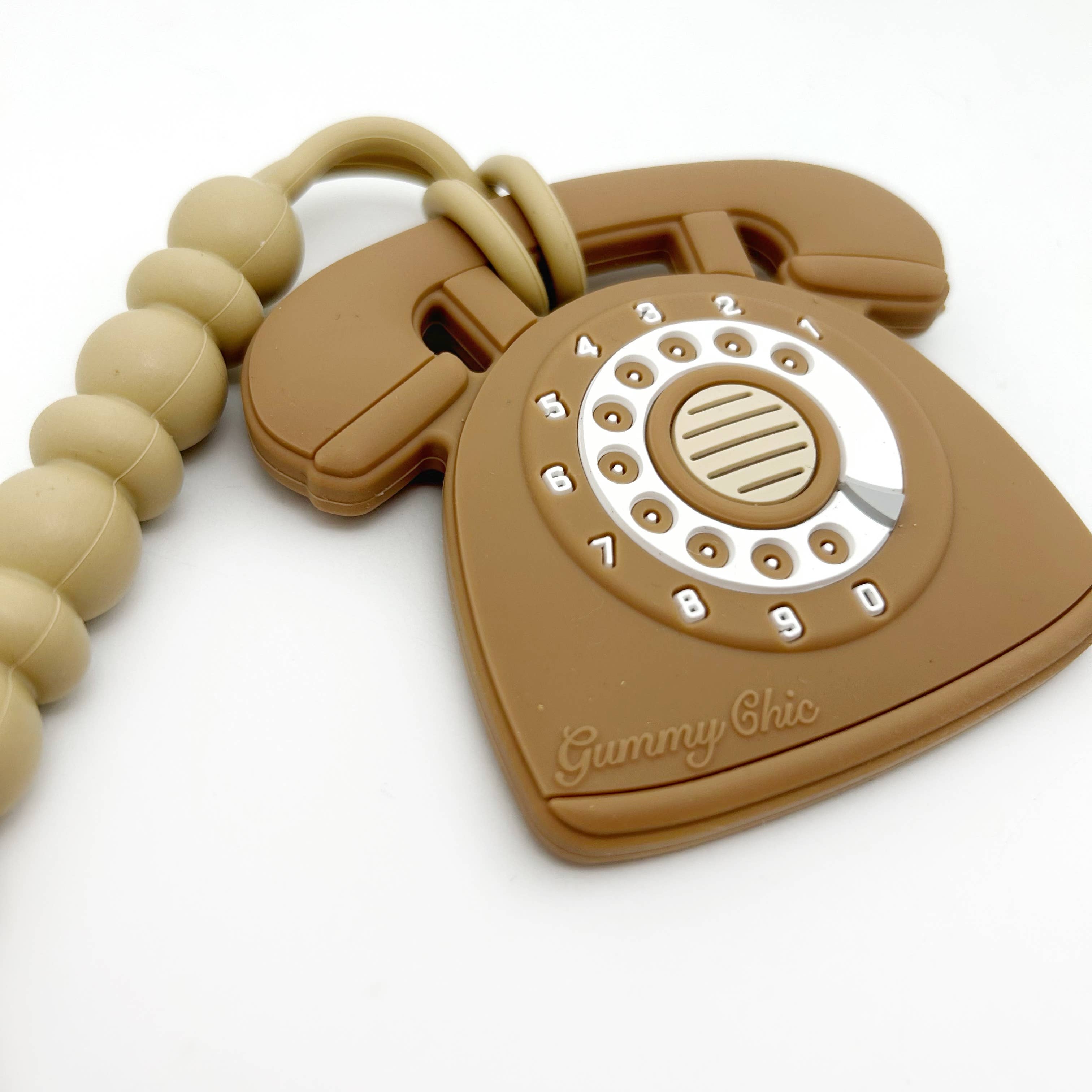 Rotary Dial Phone Teether with Clip - Camel Babies + Kids