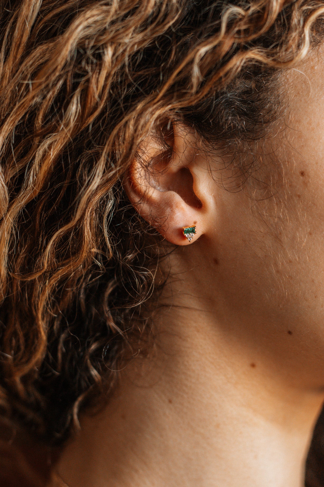 Stacked Baguette Studs Earrings