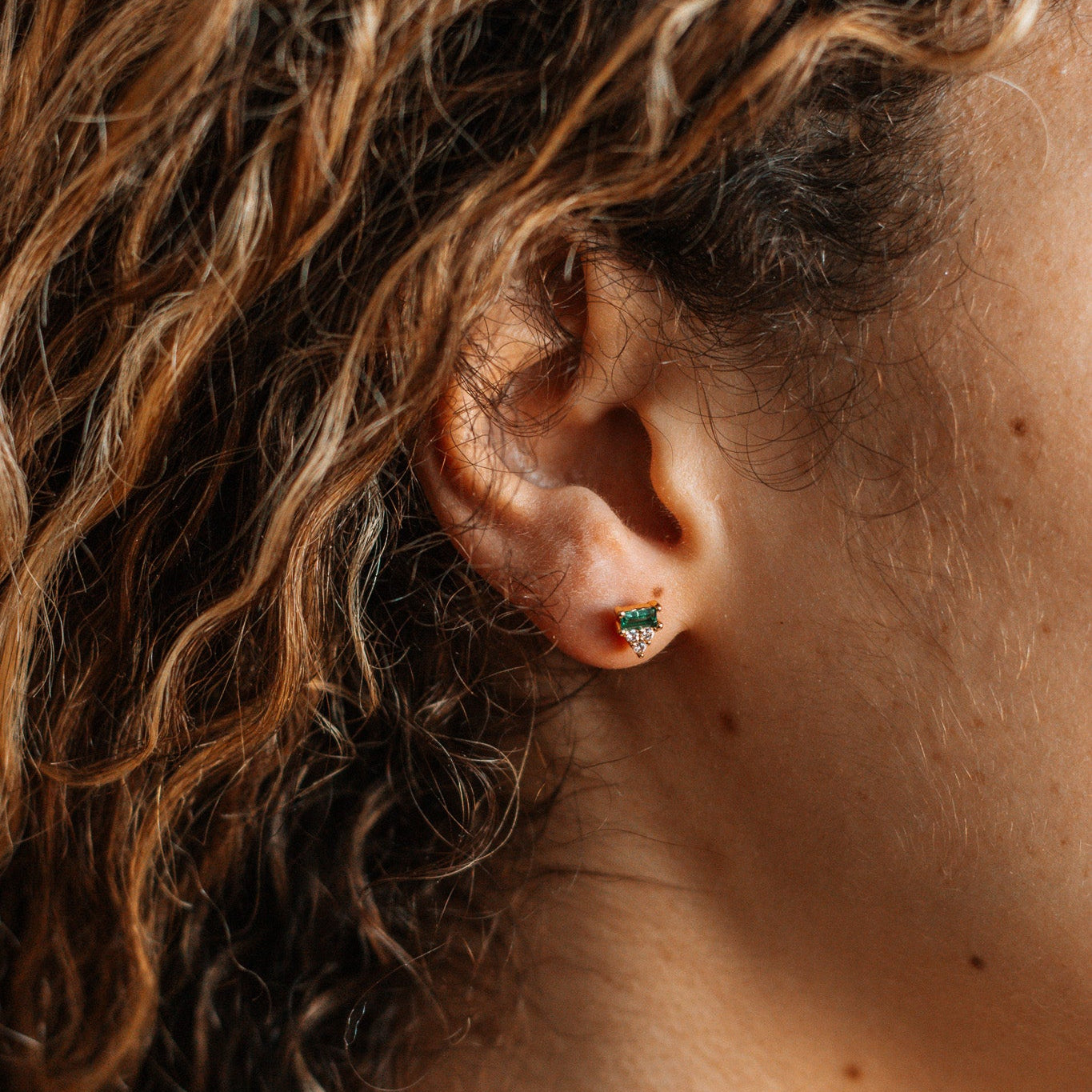 Stacked Baguette Studs Earrings