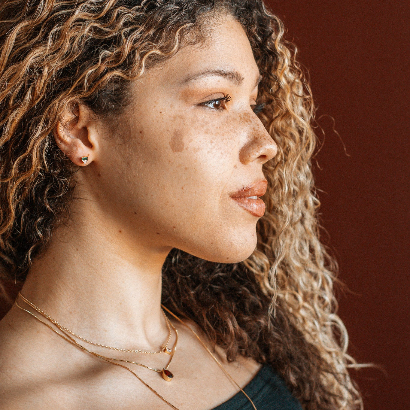 Stacked Baguette Studs Earrings