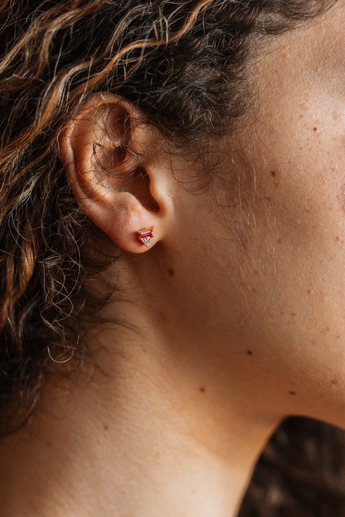 Stacked Baguette Studs Earrings