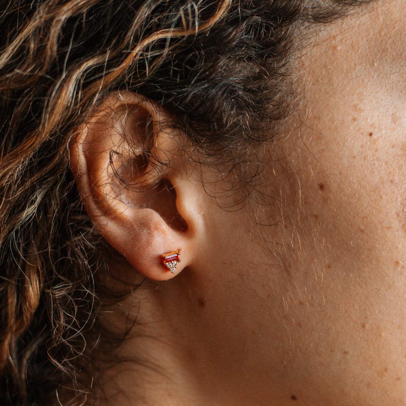 Stacked Baguette Studs Earrings