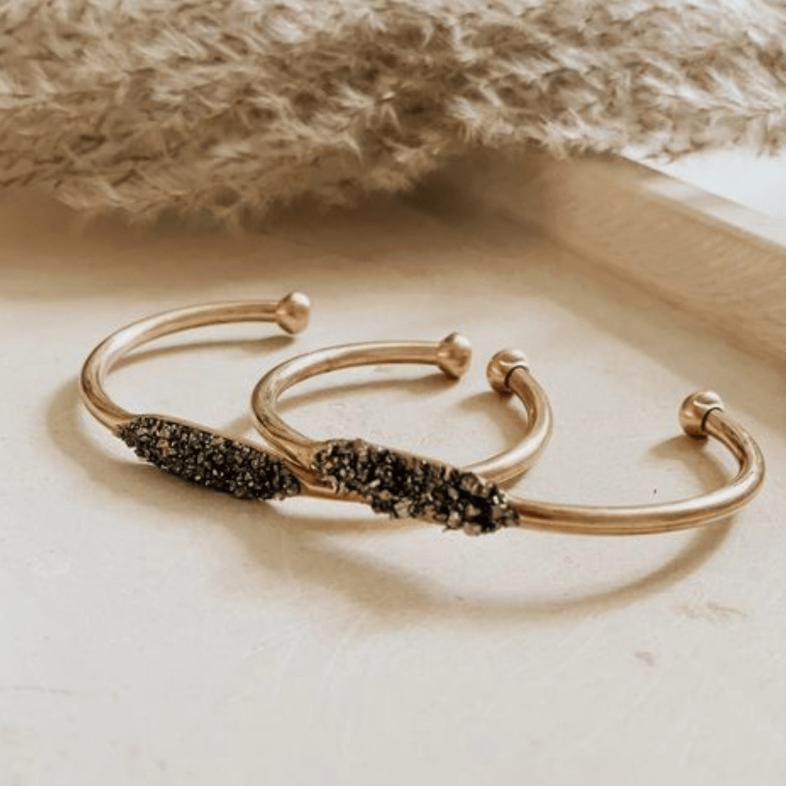 Stardust Crushed Pyrite Cuff Bracelets + Anklets