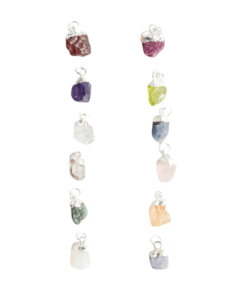 Sterling Silver Raw Birthstone Charm Charms