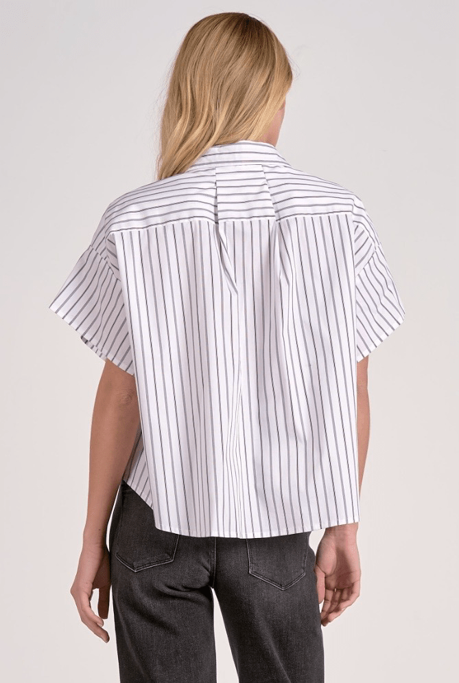 Striped Crop Button Down Top Tops