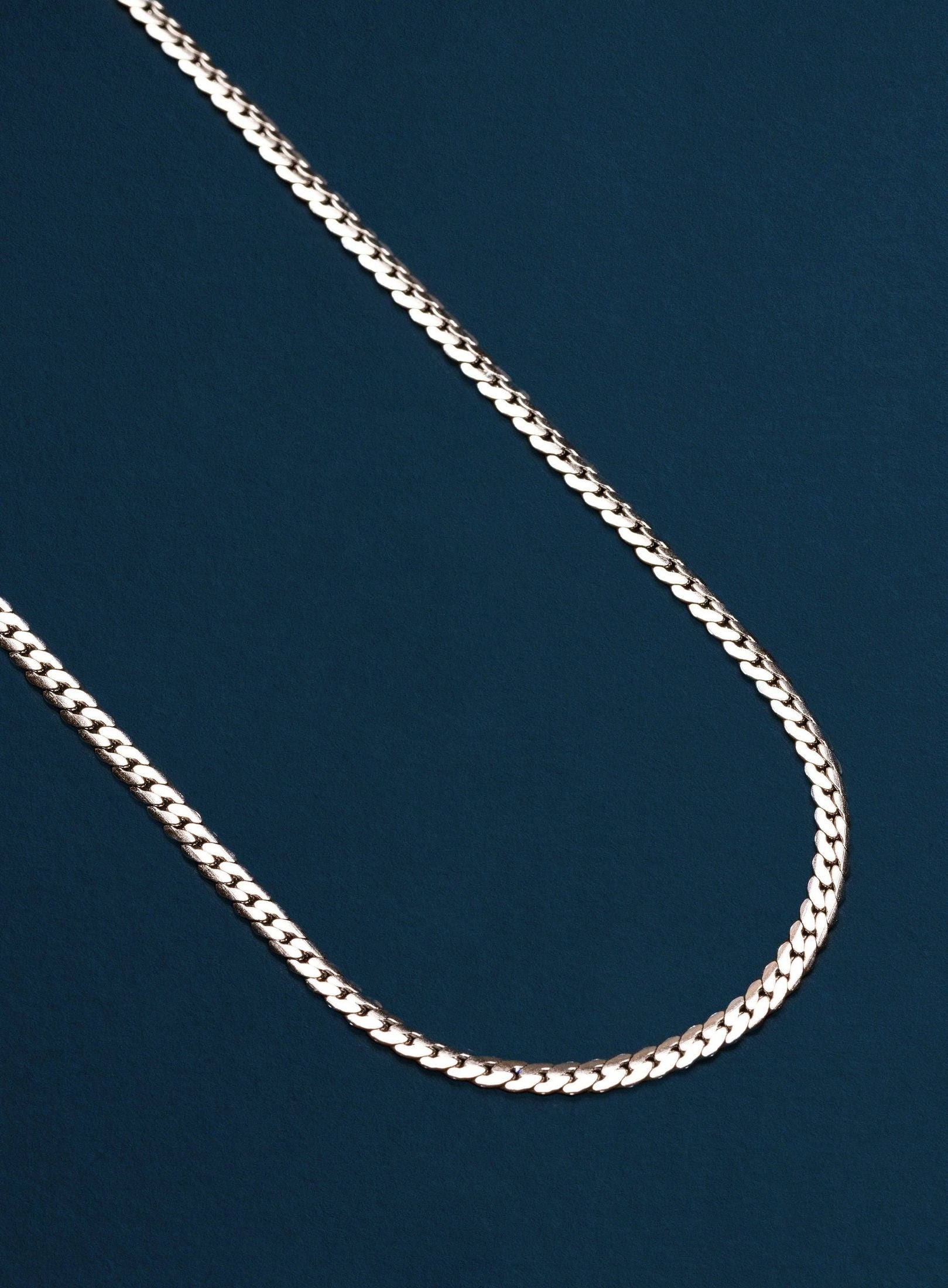 We Are All Smith - Waterproof 3mm Flat Curb Silver Stainless Steel Chain Neckla