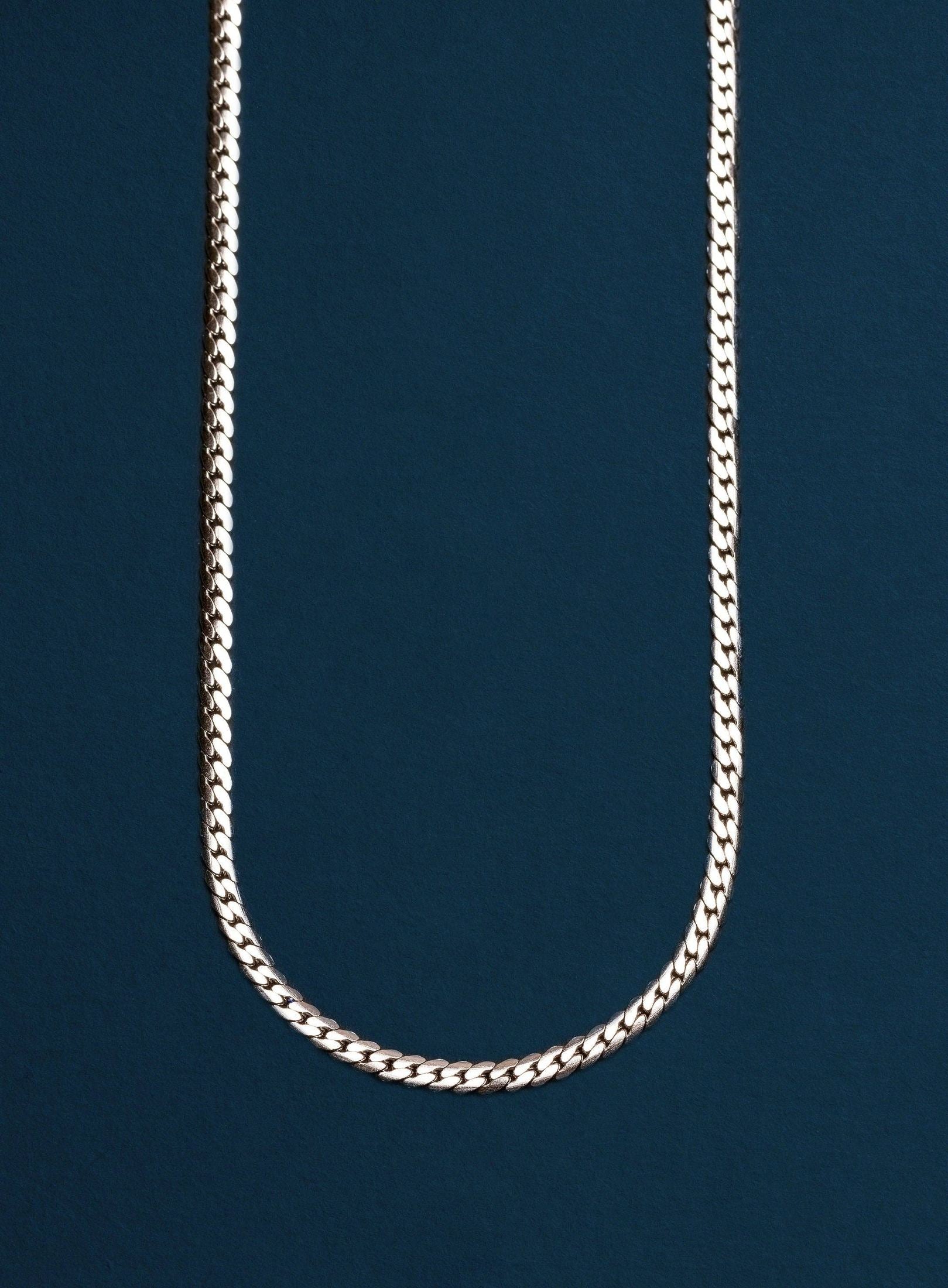 We Are All Smith - Waterproof 3mm Flat Curb Silver Stainless Steel Chain Neckla