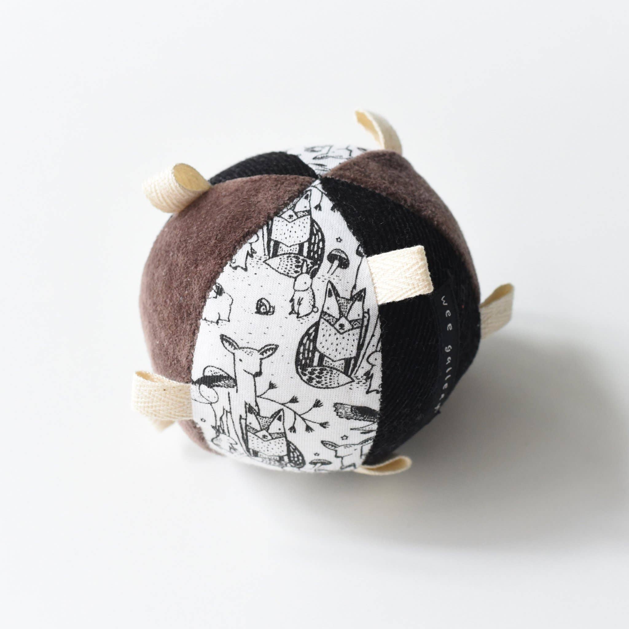 Wee Gallery - Taggy Ball with Rattle - Woodland