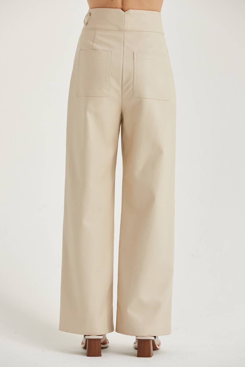 Zoya Vegan Leather Wide Leg Pants Bottoms