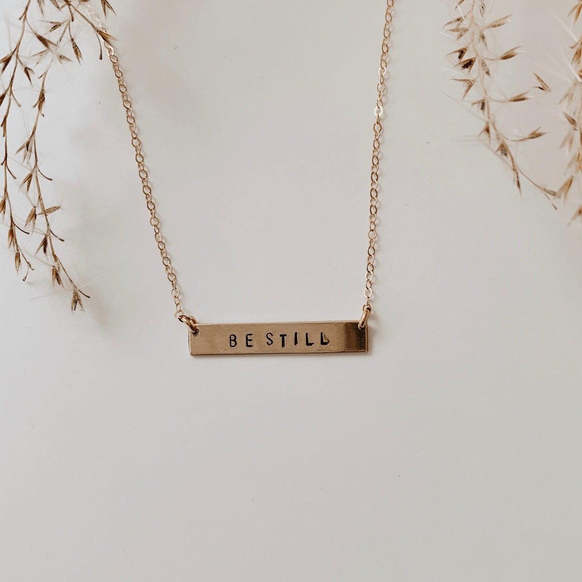 Be Still' Stamped Bar Necklace Necklaces