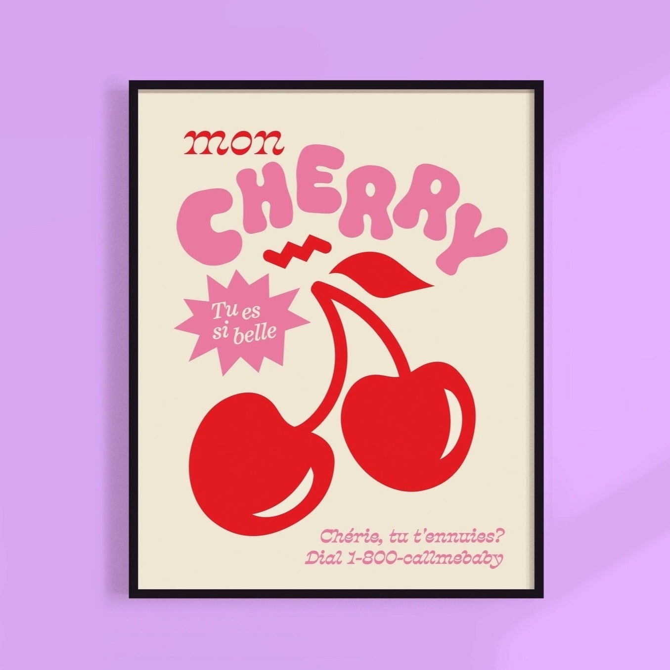 Cherry, Tu Es Si Belle Print - White / 11 x 14 Home Decor