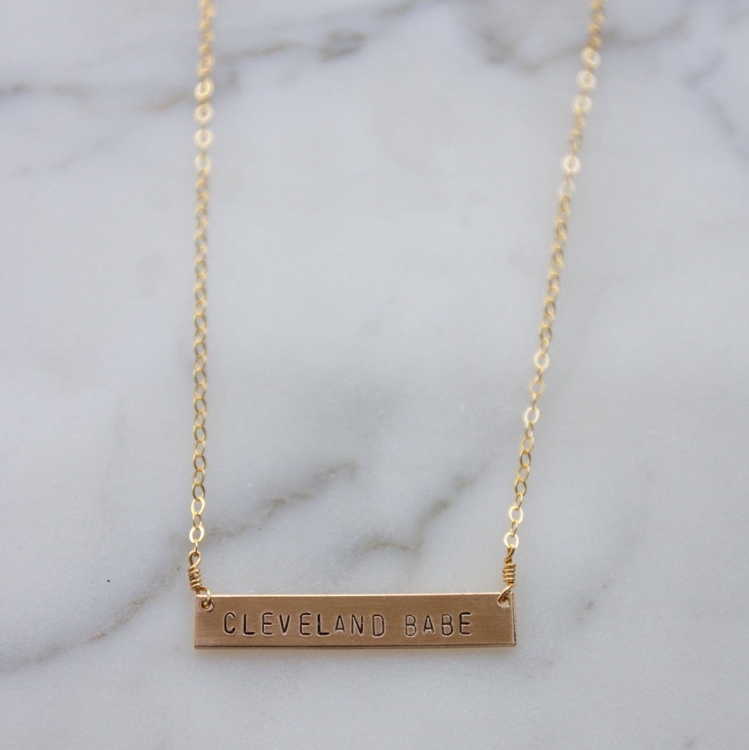 Cleveland Babe Stamped Bar Necklace Necklaces